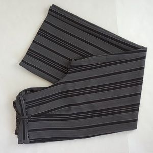 Adrienne Vittadini Striped Tie Belt Wide Leg Palazzo Pants 6 Black White